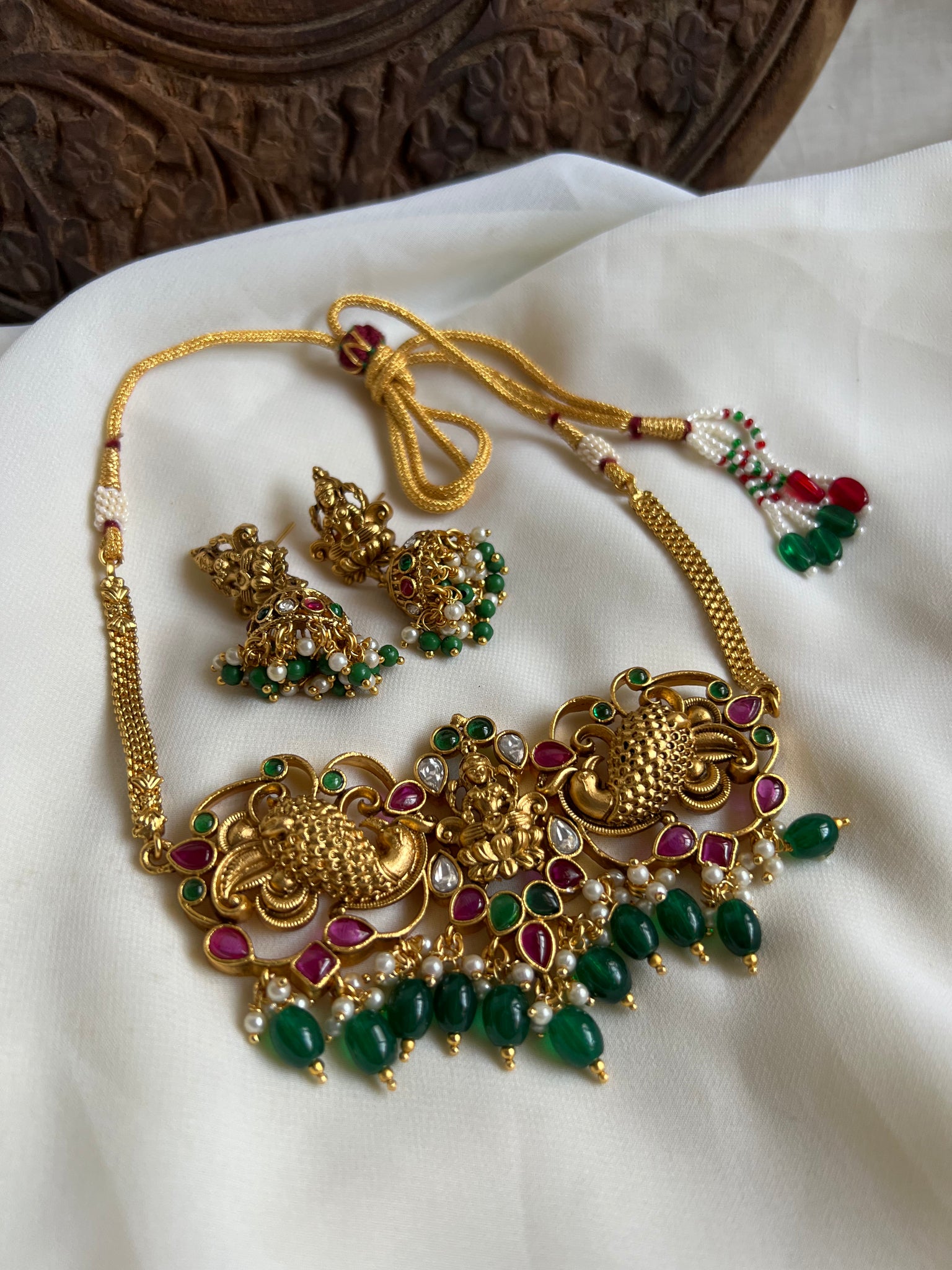 Lakshmi peacock choker with Jhumkas