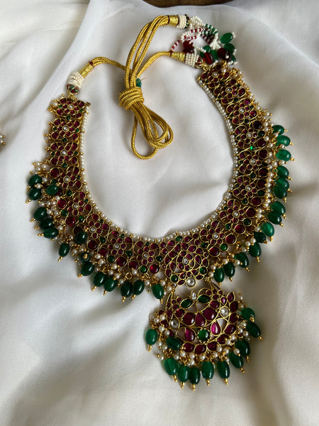 Premium kemp regal necklace with Jhumkas