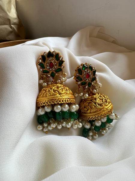Jumbo emerald Nagas Jhumkas