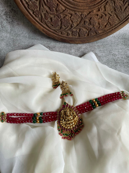 Nagas Lakshmi bead choker with studs