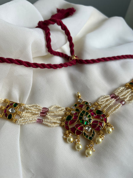 Dual peacock Pearl choker