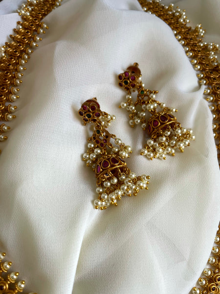 Bridal guttapusalu with jhumkas