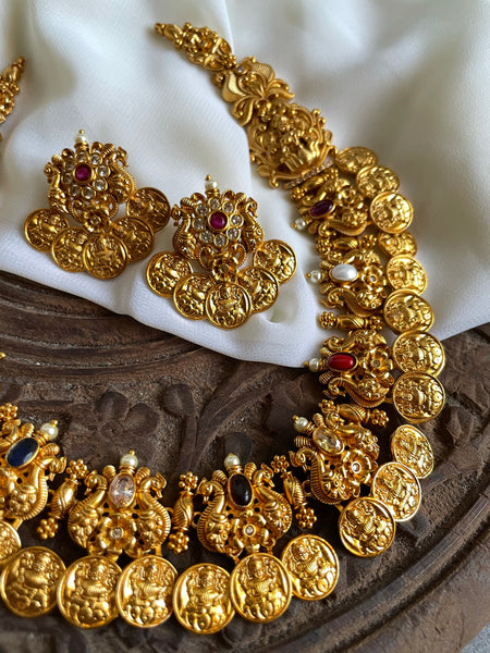 Navaratna Lakshmi coin necklace with earrings