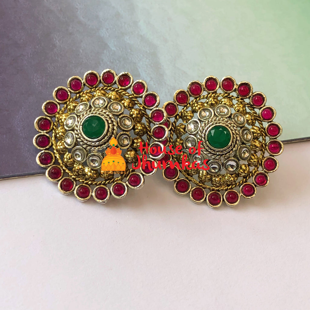 Polki statement studs – House of Jhumkas