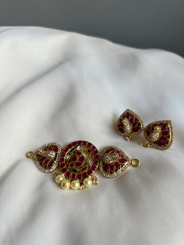 3D peacock Kundan choker with studs