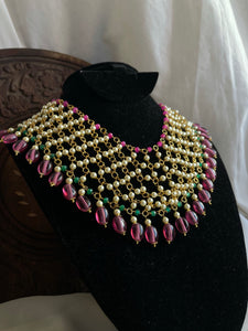 PRE BOOK -Intricate Jaali bead work necklace with long earrings