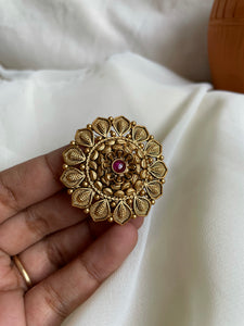 Jumbo ruby antique flower ring