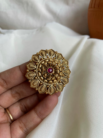 Jumbo ruby antique flower ring