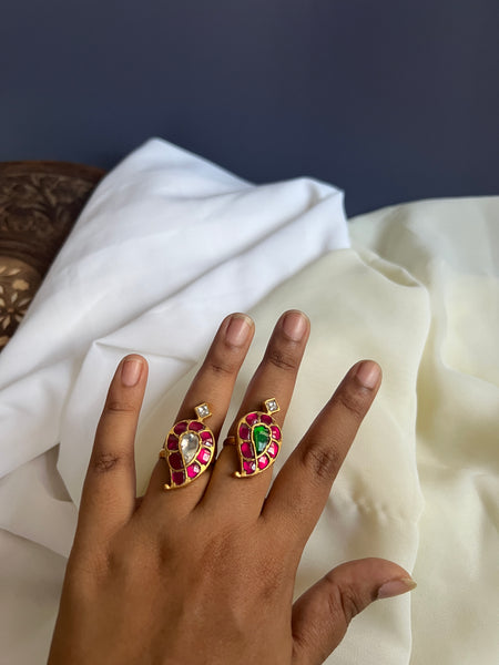 Oversized manga Kundan adjustable ring