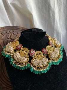 Kundan Lakshmi cluster bead necklace