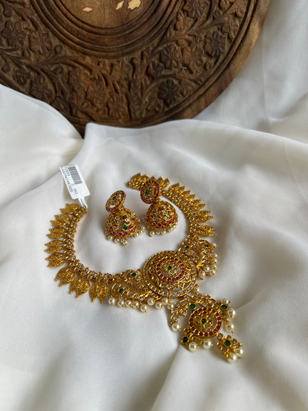 Lakshmi coin chakra necklace with jhumkas