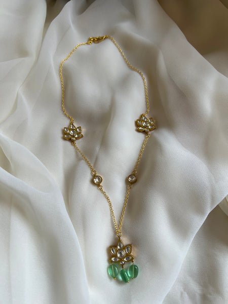 Kundan lotus delicate necklace
