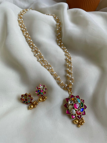 Kundan flower maala with studs