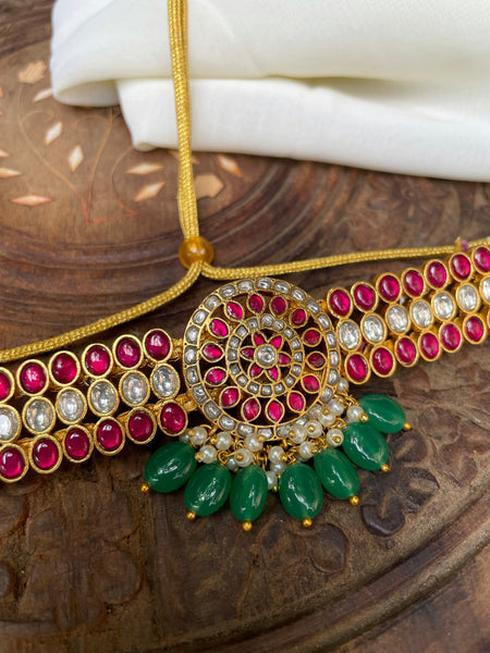 Kundan ruby emerald bridal choker