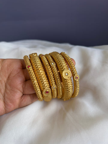 Ruby white Designer matte bangles set of 6