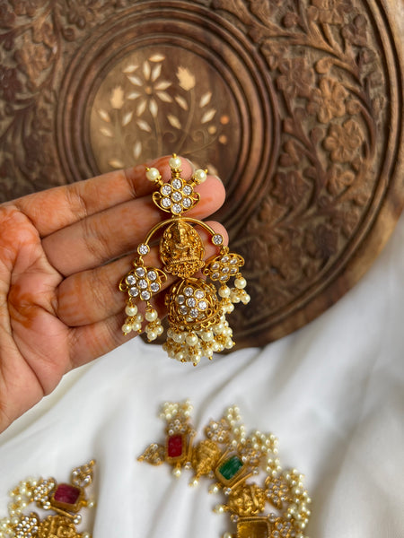 Navaratna Nagas stone necklace with Jhumkas