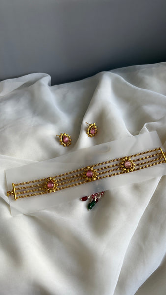Pastel stone designer choker with studs