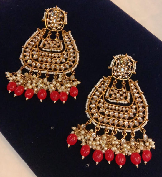 Kundan lookalike Chaandbalis with beads