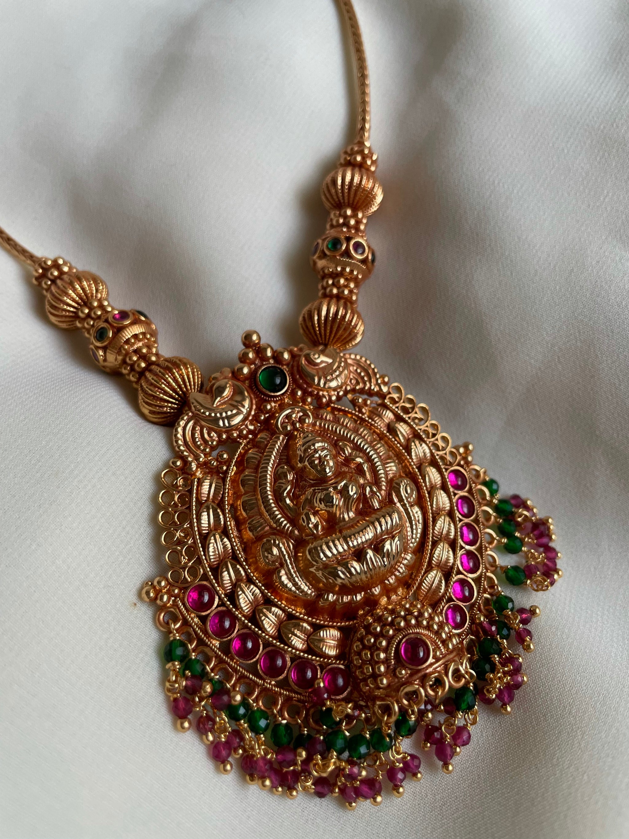 Antique Lakshmi gold like necklace House of Jhumkas