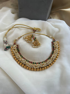 Kemp cluster necklace with jhumkas