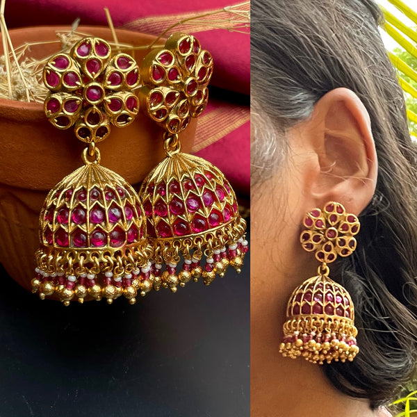 Lakshmi kemp flower necklace with jhumkas