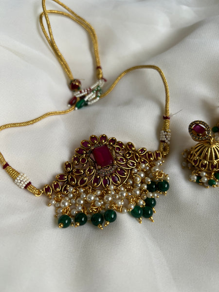 Kemp peacock choker with jhumkas