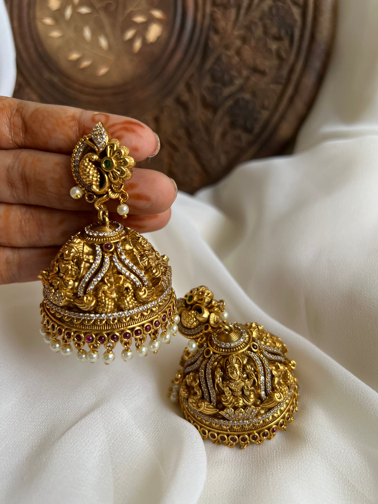 Bridal Lakshmi ad stone Jhumkas House of Jhumkas