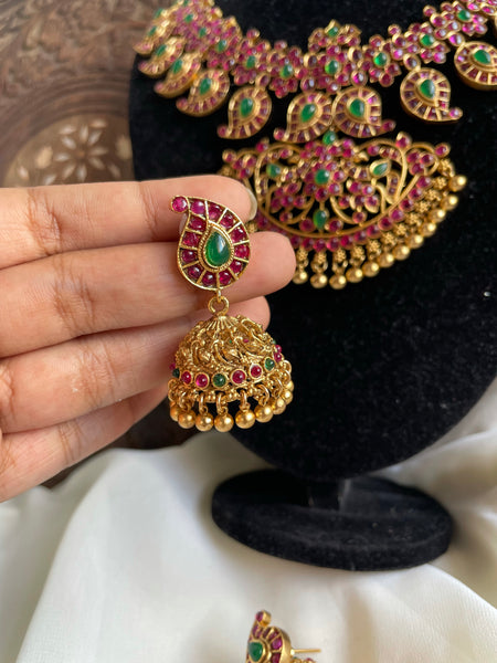 Premium Kemp manga necklace with Jhumkas