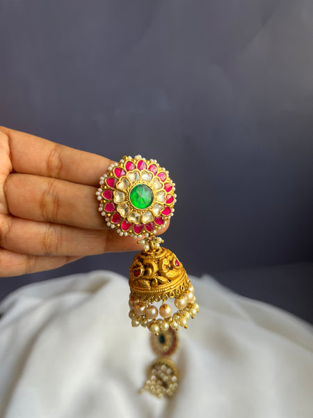 Kundan chakra Jhumkas