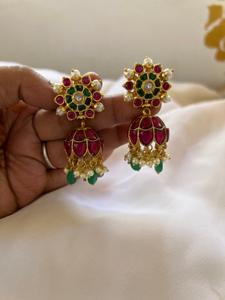 Kundan chakra Jhumkas