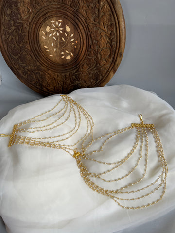 9 line pearl earring chain