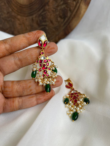 Madhubani fish Kundan danglers