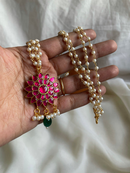 Kundan flower pendant maala
