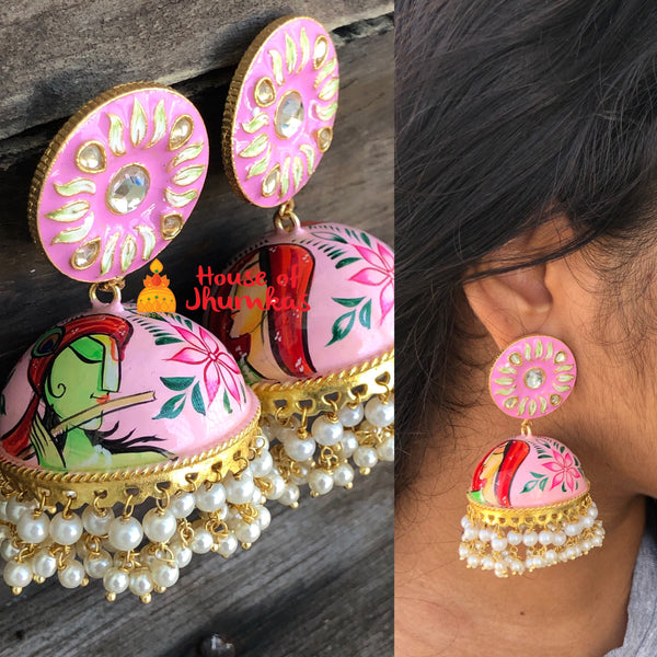 Krishna Radha abstract Jhumkas