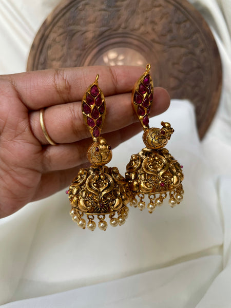 3D kemp peacock Jhumkas