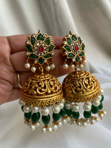 Jumbo emerald Nagas Jhumkas