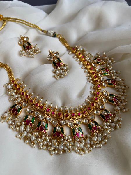 Kundan lotus guttapusalu with earrings