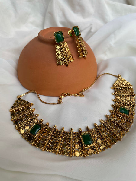 Designer gold bridal Necklace with earrings