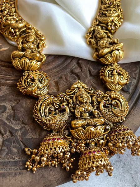 Antique temple haram with jhumkas