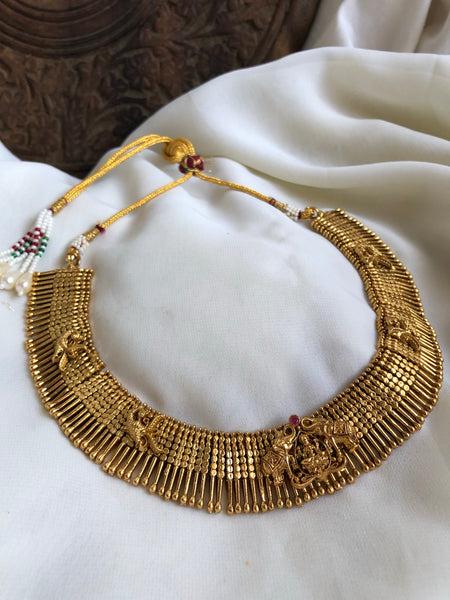 Kerala style pichimottu temple necklace with Jhumkas