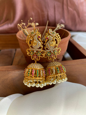 Bridal cutwork peacock Jhumkas