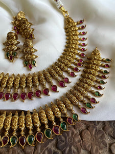 Kerala style mullamottu necklace with kemp stones
