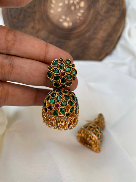 Kemp flower Rotating Jhumkas - 2 Colors