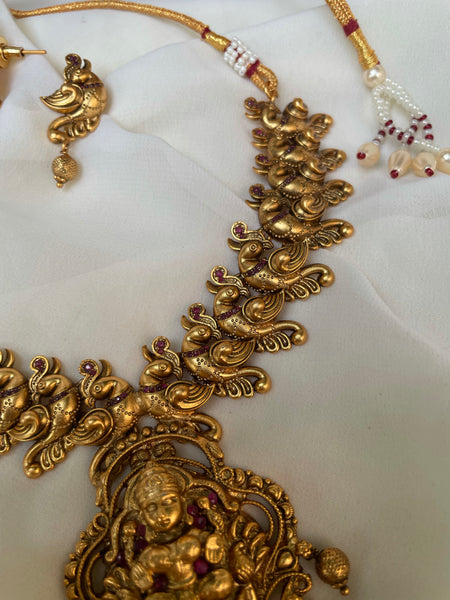 Nagas Lakshmi peacock necklace with studs