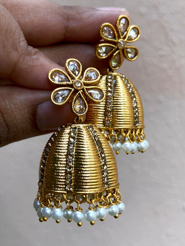 Polki flower Jhumkas