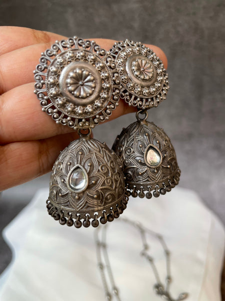 Victorian coin pendant with maala and jhumkas