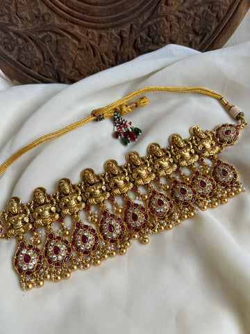 Bridal full neck Lakshmi kemp choker with earrings