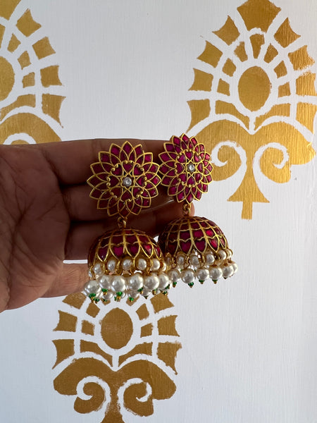 Kundan floral Jhumkas - I