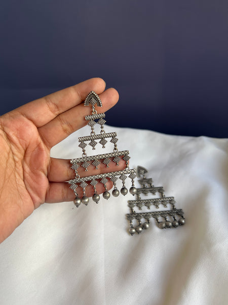 Pyramid oxidised earrings