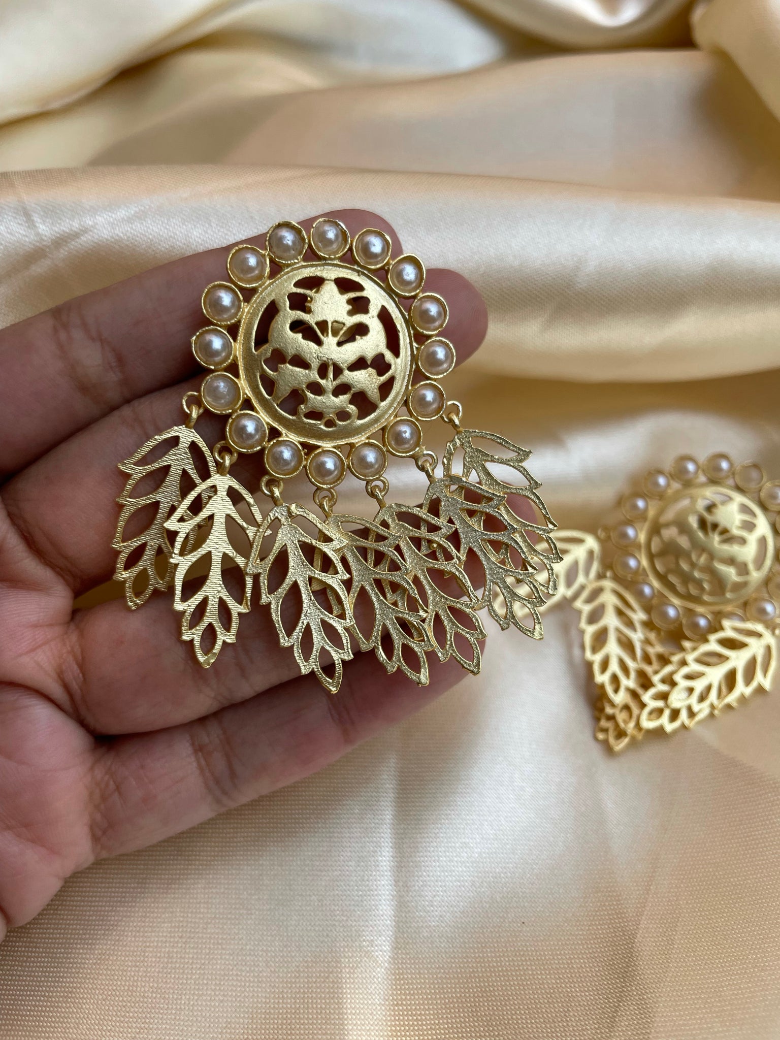 Matte cutwork leaf earrings